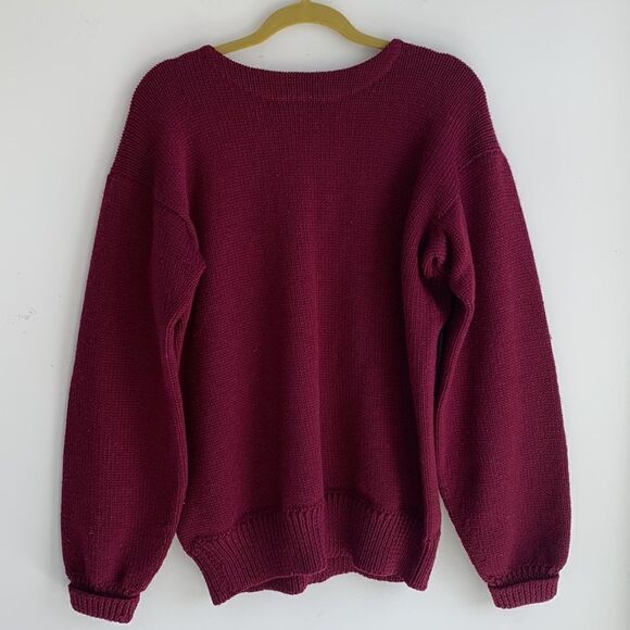 Recknit rare letterman vintage 100% burgundy wool heavy duty sweater, size XL - Picture 5 of 11